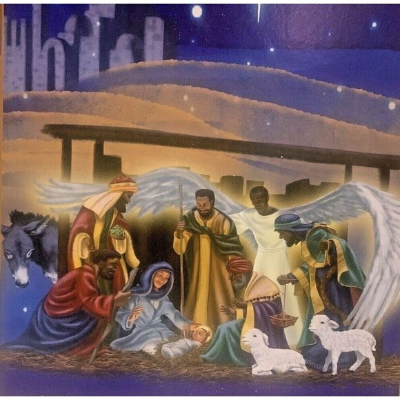 Christmas House Hanging Nativity Wall Décor Christmas Blessings Peace on Earth - Picture 4 of 11